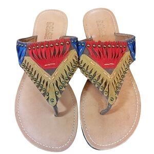 Dolce by Mojo Moxie boho southwestern Sundance flip flop sandals size 7 1/2